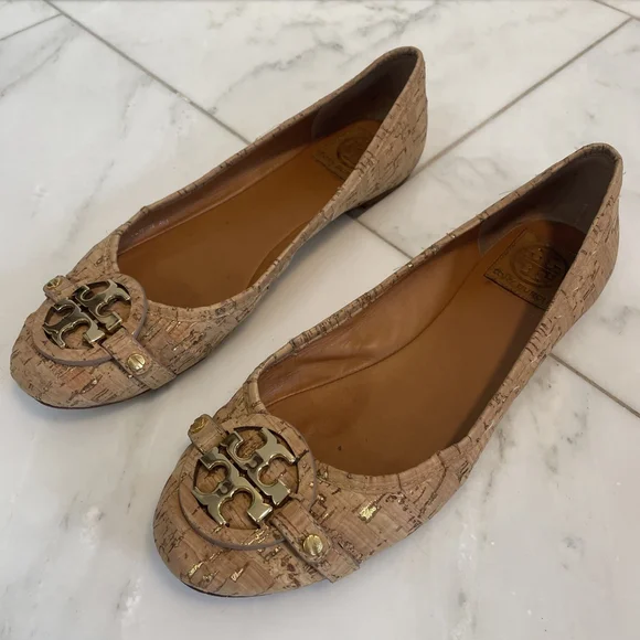 Tory Burch Reva Women's Cork And Leather Ballet Flat Women’s Size 8M - Picture 2 of 8